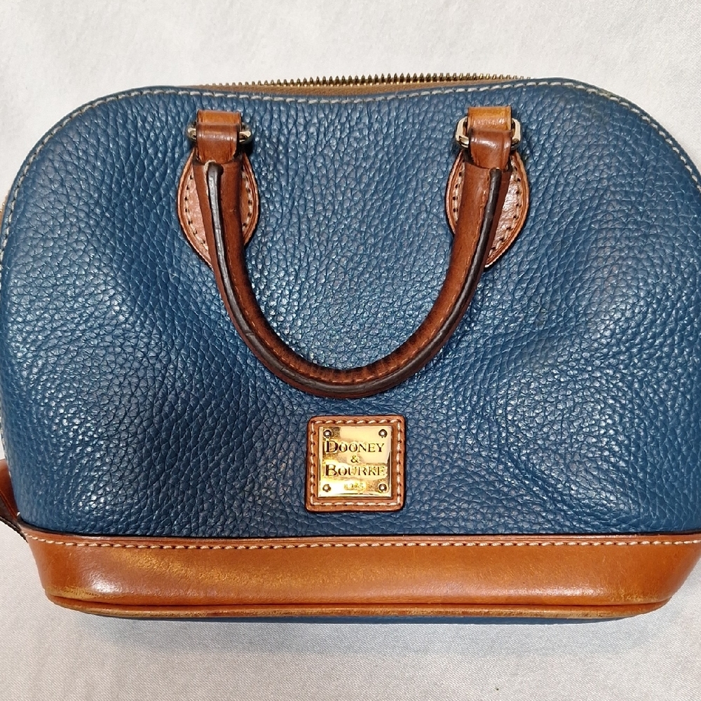 Dooney & Bourke Navy and Tan Satchel, See Description For Condition